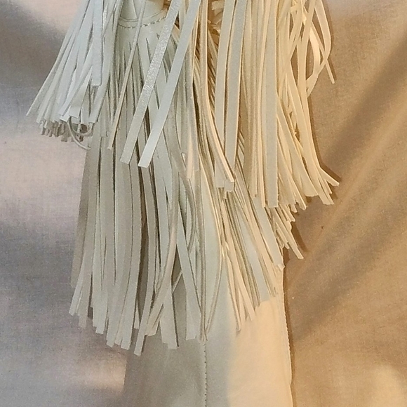 Liliana Fringed White Leather Cowgirl Boots Brand New With Tags No Box. Size 5.5 - Picture 2 of 12